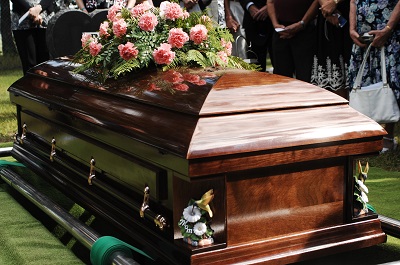 image of casket at a funeral
